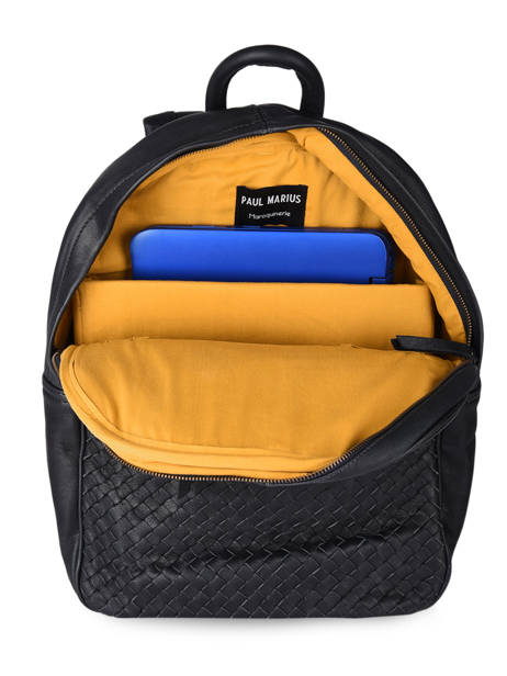 Rugzak Le Bordelais Leder Paul marius Zwart vintage BORDELAI ander zicht 3